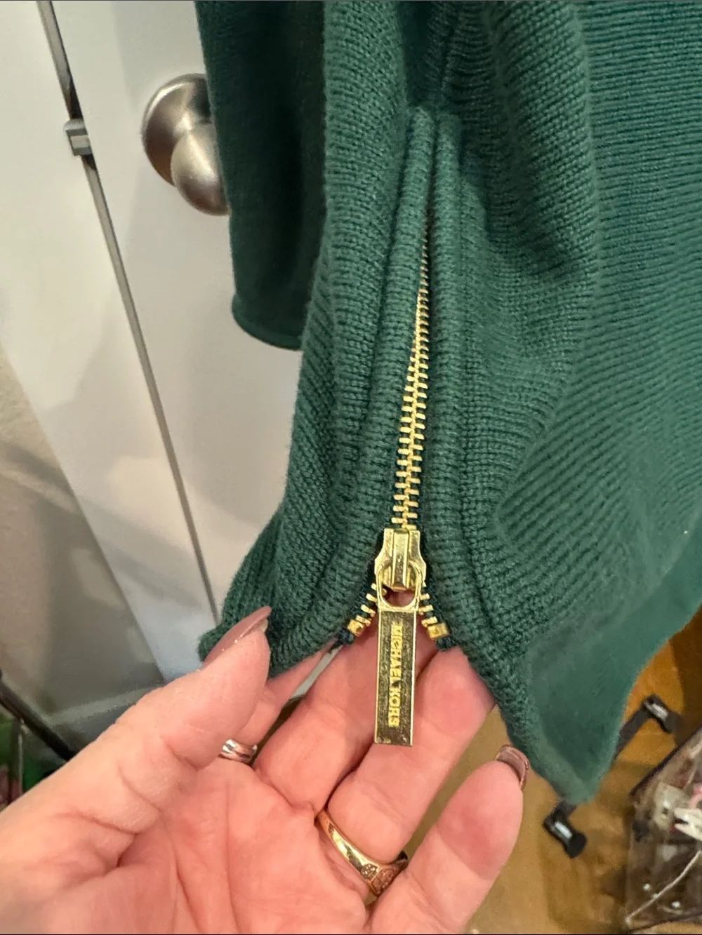 Michael Kors Forest Green Knit Top with Crew Neck